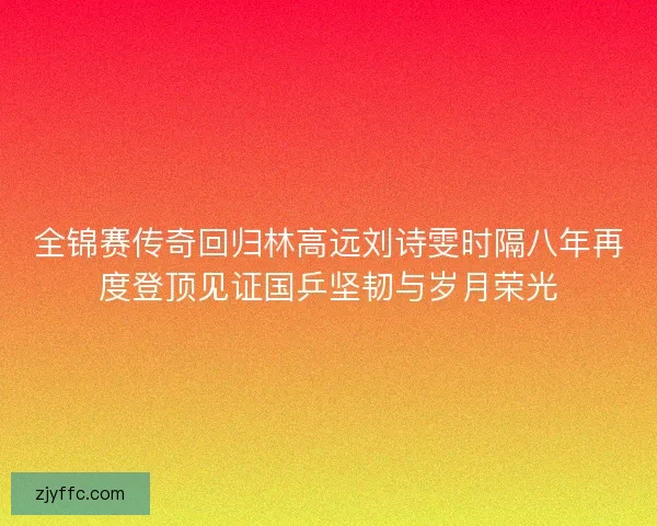全锦赛传奇回归林高远刘诗雯时隔八年再度登顶见证国乒坚韧与岁月荣光